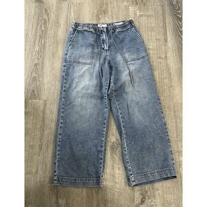 Oat New York Jeans Womens 6/28 Cloud Luxe Denim Wide Leg Drawstring Crop